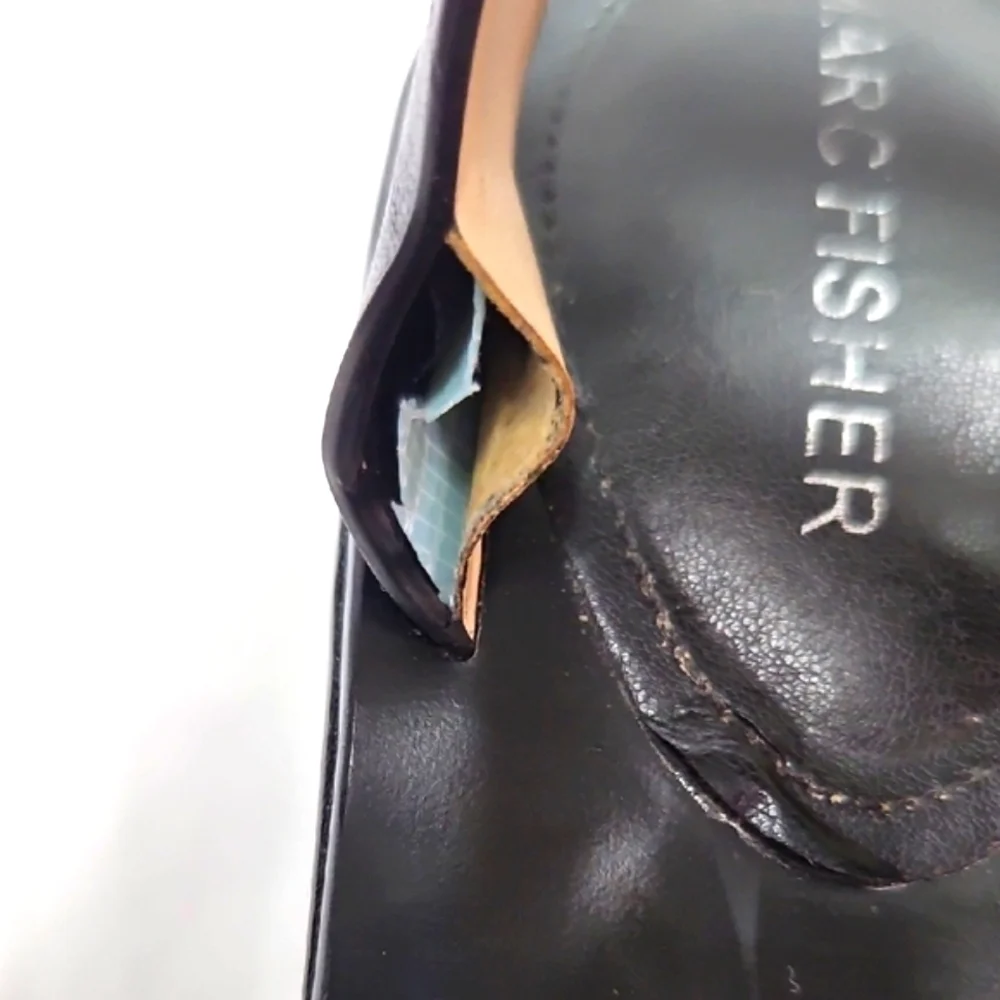Marc Fisher Black Leather Omelia City Sacked Sandals Size 9.5